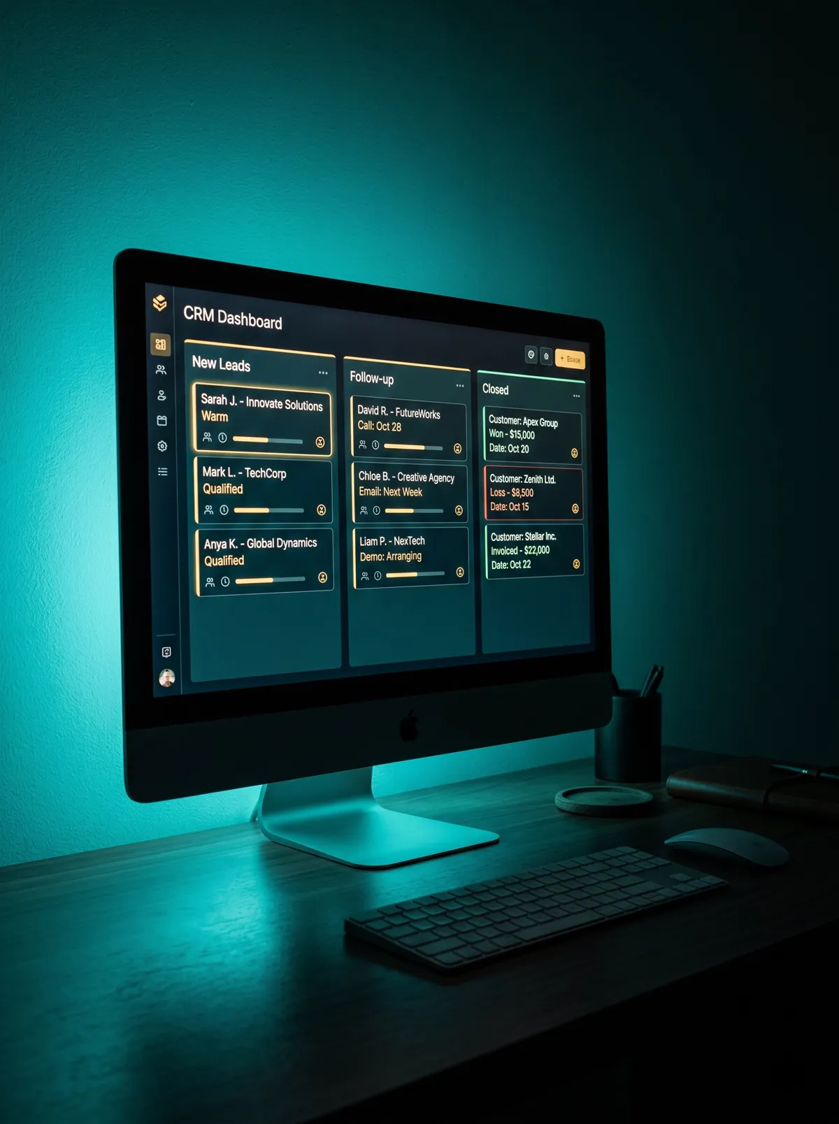 Custom CRM software dashboard for small business lead tracking